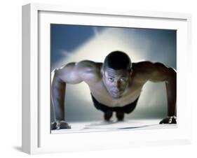 Portrait of a Mid Adult Man Exercising-null-Framed Photographic Print