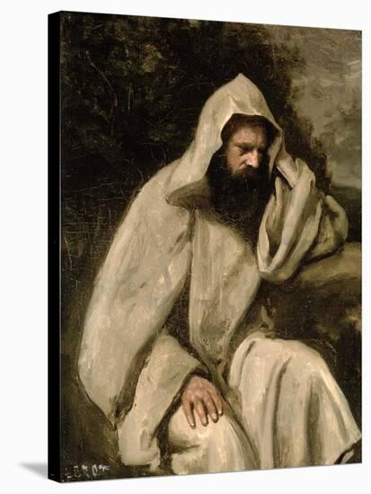 Portrait of a Monk, c.1840-45-Jean-Baptiste-Camille Corot-Stretched Canvas