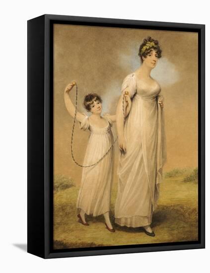 Portrait of a Mother and Her Daughter, in White Dresses, the Daughter with a Skipping Rope-Adam Buck-Framed Stretched Canvas
