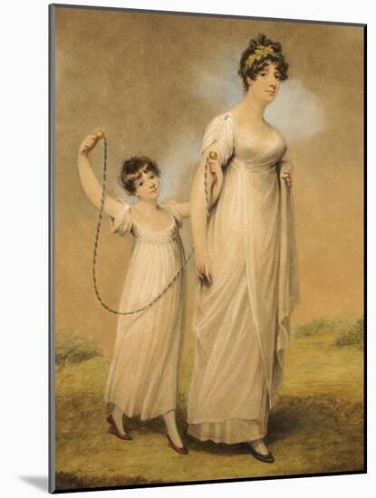 Portrait of a Mother and Her Daughter, in White Dresses, the Daughter with a Skipping Rope-Adam Buck-Mounted Giclee Print