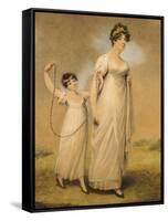 Portrait of a Mother and Her Daughter, in White Dresses, the Daughter with a Skipping Rope-Adam Buck-Framed Stretched Canvas