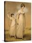 Portrait of a Mother and Her Daughter, in White Dresses, the Daughter with a Skipping Rope-Adam Buck-Stretched Canvas