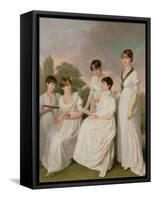 Portrait of a Mother and Her Four Daughters-Sir John Gilbert-Framed Stretched Canvas