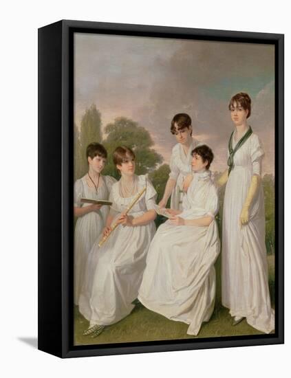 Portrait of a Mother and Her Four Daughters-Sir John Gilbert-Framed Stretched Canvas