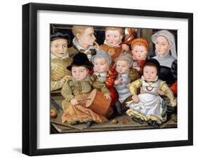 Portrait of a Mother with Her Eight Children, 1565 8914465-Jakob Seisenegger-Framed Giclee Print