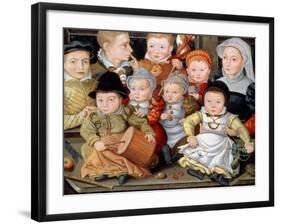 Portrait of a Mother with Her Eight Children, 1565 8914465-Jakob Seisenegger-Framed Giclee Print