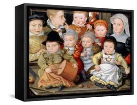 Portrait of a Mother with Her Eight Children, 1565 8914465-Jakob Seisenegger-Framed Stretched Canvas