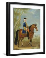 Portrait of a Mounted Officer, Horsemen Beyond in a Landscape-John Wootton-Framed Giclee Print