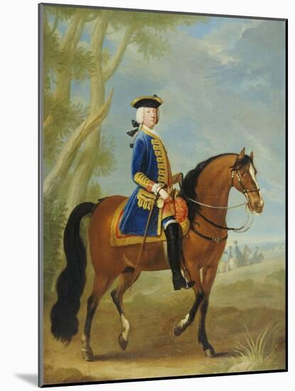 Portrait of a Mounted Officer, Horsemen Beyond in a Landscape-John Wootton-Mounted Giclee Print