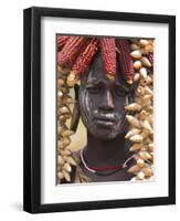 Portrait of a Mursi Lady, South Omo Valley, Ethiopia, Africa-Jane Sweeney-Framed Premium Photographic Print