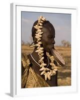 Portrait of a Mursi Woman with Clay Lip Plate, Lower Omo Valley, Ethiopia-Gavin Hellier-Framed Photographic Print