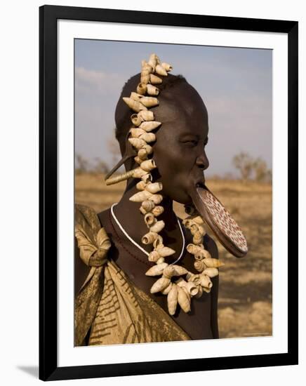 Portrait of a Mursi Woman with Clay Lip Plate, Lower Omo Valley, Ethiopia-Gavin Hellier-Framed Photographic Print