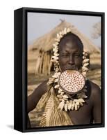 Portrait of a Mursi Woman with Clay Lip Plate, Lower Omo Valley, Ethiopia-Gavin Hellier-Framed Stretched Canvas