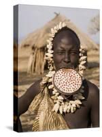 Portrait of a Mursi Woman with Clay Lip Plate, Lower Omo Valley, Ethiopia-Gavin Hellier-Stretched Canvas