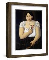 Portrait of a Native Puebla Woman with a Bouquet of Roses-null-Framed Giclee Print