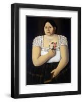 Portrait of a Native Puebla Woman with a Bouquet of Roses-null-Framed Giclee Print