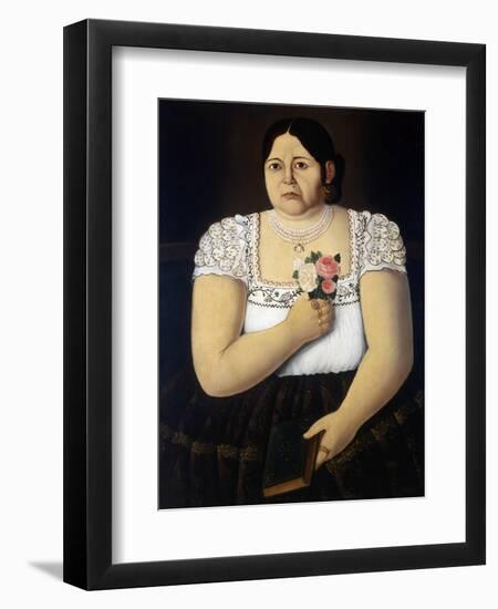 Portrait of a Native Puebla Woman with a Bouquet of Roses-null-Framed Giclee Print