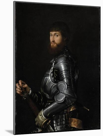 Portrait of a Nobleman in Armor-Giambattista Moroni & Lorenzo Lotto-Mounted Art Print