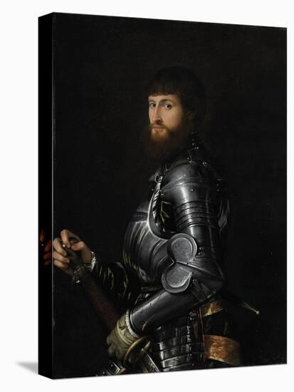 Portrait of a Nobleman in Armour, Between 1540 and 1560-Giovan Battista Moroni-Stretched Canvas