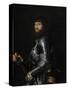 Portrait of a Nobleman in Armour, Between 1540 and 1560-Giovan Battista Moroni-Stretched Canvas