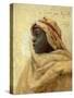 Portrait of a Nubian (Oil on Panel)-Peder Monsted-Stretched Canvas