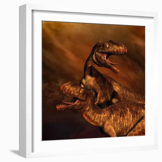Portrait of a Pair of Megalosaurus Dinosaurs-null-Framed Art Print
