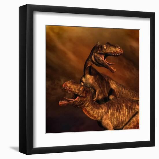 Portrait of a Pair of Megalosaurus Dinosaurs-null-Framed Art Print