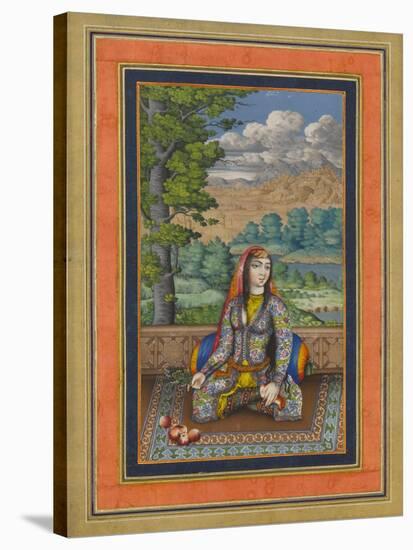 "Portrait of a Persian Lady", Folio from the Davis Album, c.1736-37-Persian School-Stretched Canvas