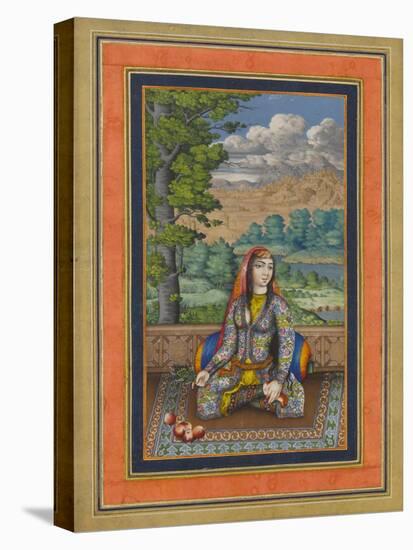 "Portrait of a Persian Lady", Folio from the Davis Album, c.1736-37-Persian School-Stretched Canvas