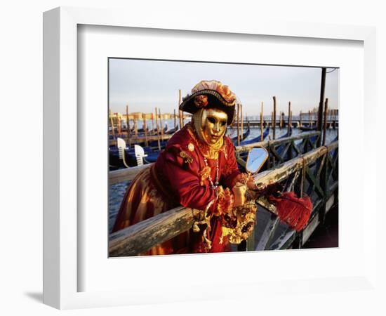 Portrait of a Person Dressed in Carnival Mask and Costume, Venice Carnival, Venice, Veneto, Italy-Lee Frost-Framed Photographic Print