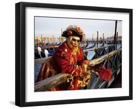 Portrait of a Person Dressed in Carnival Mask and Costume, Venice Carnival, Venice, Veneto, Italy-Lee Frost-Framed Photographic Print