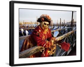 Portrait of a Person Dressed in Carnival Mask and Costume, Venice Carnival, Venice, Veneto, Italy-Lee Frost-Framed Photographic Print