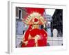 Portrait of a Person Dressed in Mask and Costume Posing in Front of the Bridge of Sighs-Lee Frost-Framed Photographic Print