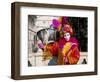 Portrait of a Person Dressed in Mask and Costume Posing in Front of the Bridge of Sighs-Lee Frost-Framed Photographic Print