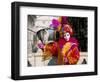 Portrait of a Person Dressed in Mask and Costume Posing in Front of the Bridge of Sighs-Lee Frost-Framed Photographic Print