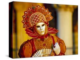 Portrait of a Person Dressed in Mask and Costume Taking Part in Carnival, Venice, Italy-Lee Frost-Stretched Canvas