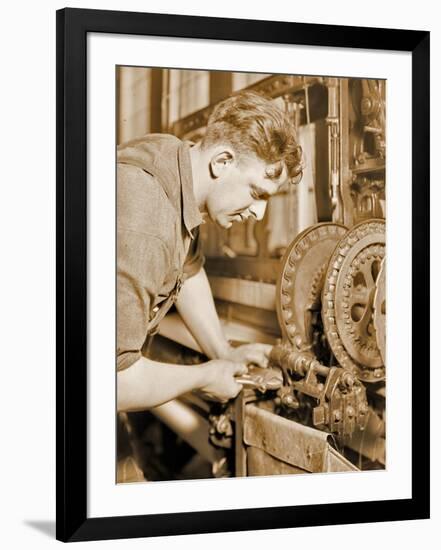 Portrait of a Powerhouse Mechanic, C.1924-Lewis Wickes Hine-Framed Photographic Print