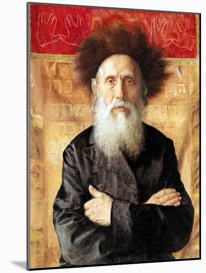 Portrait of a Rabbi before Torah Curtain-Isidor Kaufmann-Mounted Art Print