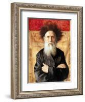 Portrait of a Rabbi before Torah Curtain-Isidor Kaufmann-Framed Art Print