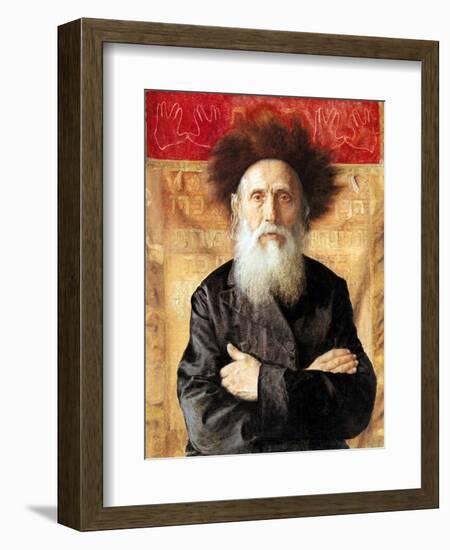 Portrait of a Rabbi before Torah Curtain-Isidor Kaufmann-Framed Art Print