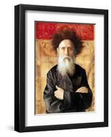 Portrait of a Rabbi before Torah Curtain-Isidor Kaufmann-Framed Art Print