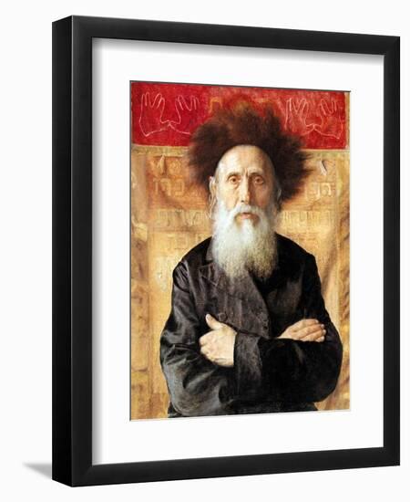 Portrait of a Rabbi before Torah Curtain-Isidor Kaufmann-Framed Art Print