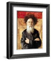 Portrait of a Rabbi before Torah Curtain-Isidor Kaufmann-Framed Art Print