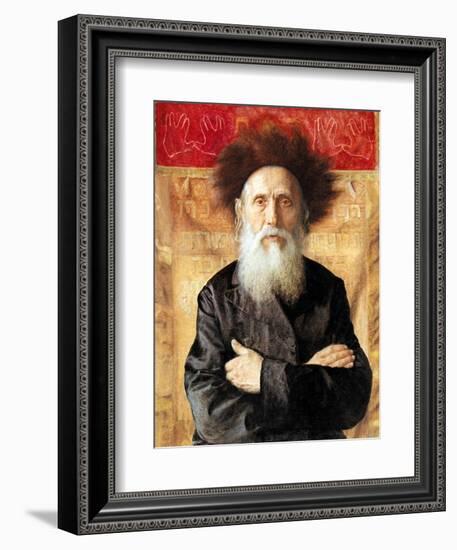 Portrait of a Rabbi before Torah Curtain-Isidor Kaufmann-Framed Art Print