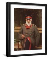 Portrait of a Russian General Seated on a Bench, 1882-Ivan Nikolaevich Kramskoi-Framed Giclee Print