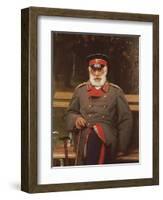 Portrait of a Russian General Seated on a Bench, 1882-Ivan Nikolaevich Kramskoi-Framed Giclee Print