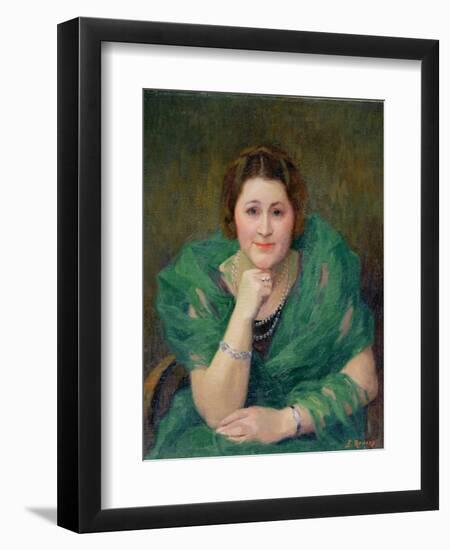 Portrait of a Russian Woman with a Green Scarf-Jules Ernest Renoux-Framed Giclee Print