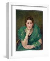 Portrait of a Russian Woman with a Green Scarf-Jules Ernest Renoux-Framed Giclee Print