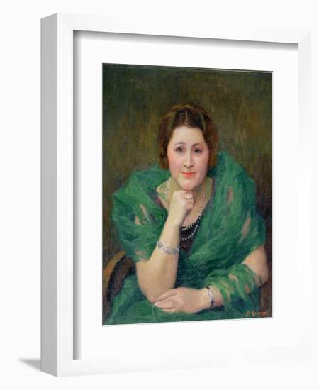 Portrait of a Russian Woman with a Green Scarf-Jules Ernest Renoux-Framed Giclee Print