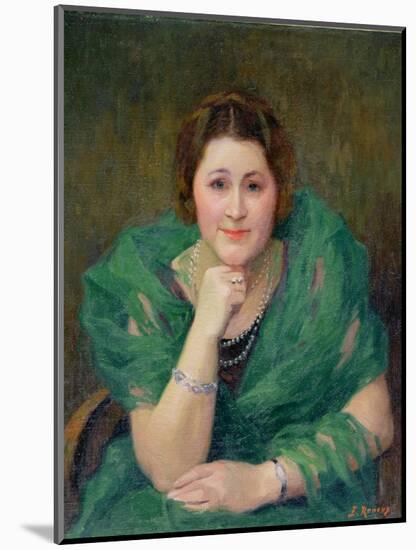 Portrait of a Russian Woman with a Green Scarf-Jules Ernest Renoux-Mounted Giclee Print